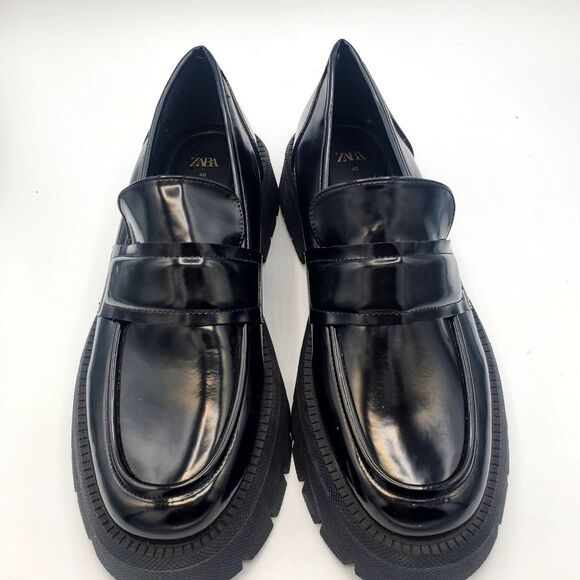 Zara Men Black loafer slip on Chunky Rubber Sole  Shoes Size 7 main image 7